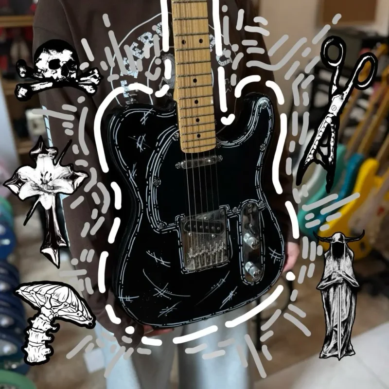 Custom guitar Telecaster สีดำ ลาย street art pop culture โดย G Pedal 2Hand