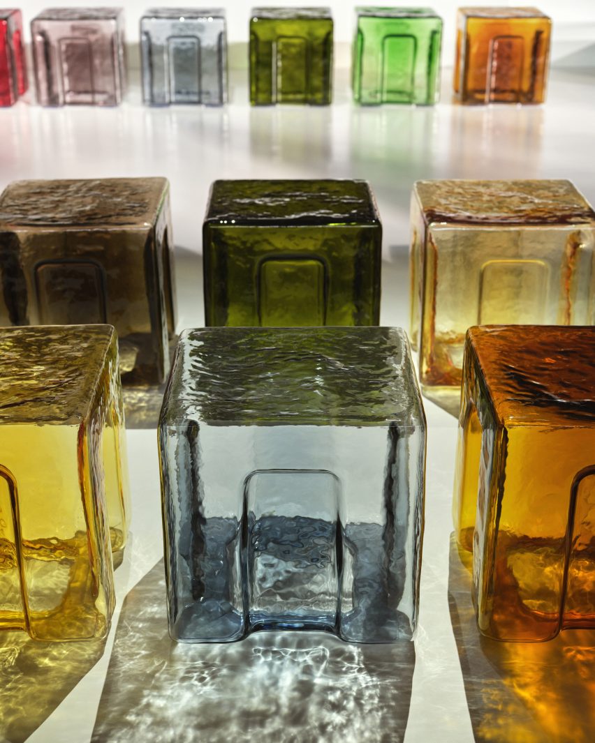 6:AM Murano glass stools in colorful jewel tones