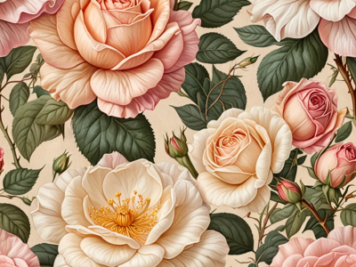 ตัวอย่าง seamless pattern ดอกกุหลาบสร้างด้วย AI จาก PatternedAI