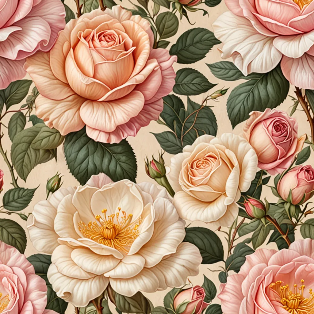 ตัวอย่าง seamless pattern ดอกกุหลาบสร้างด้วย AI จาก PatternedAI