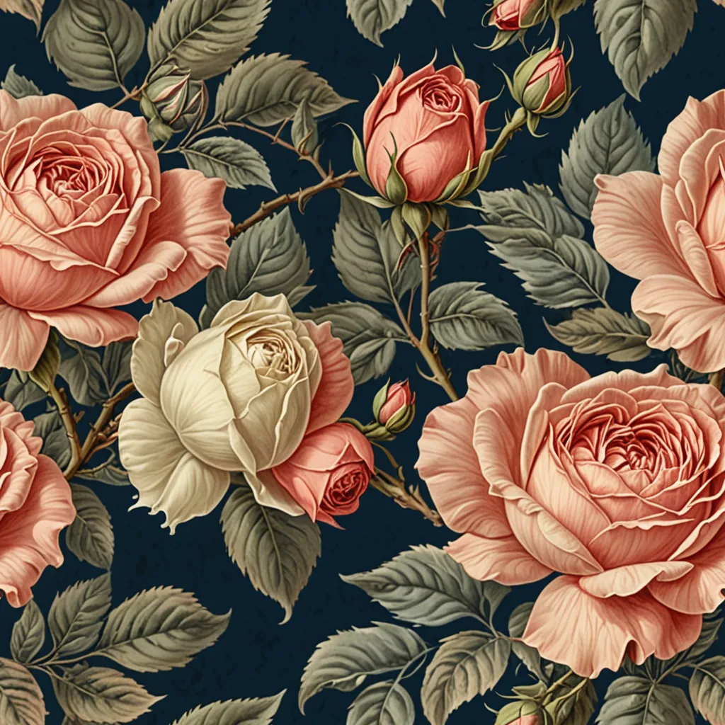 ตัวอย่าง seamless pattern ดอกกุหลาบโทน peach สร้างด้วย AI