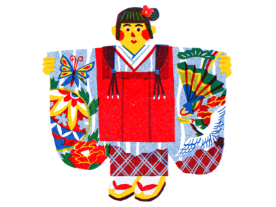 Kimono illustration — Asahi Nagata
