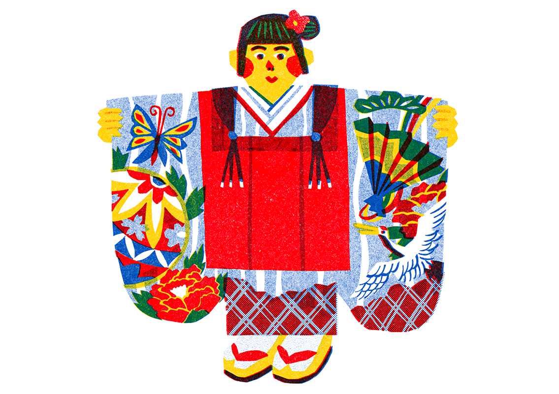 Kimono illustration — Asahi Nagata