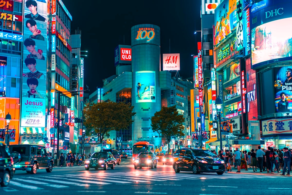 Tokyo neon cityscape - Bubble Era Japan aesthetic