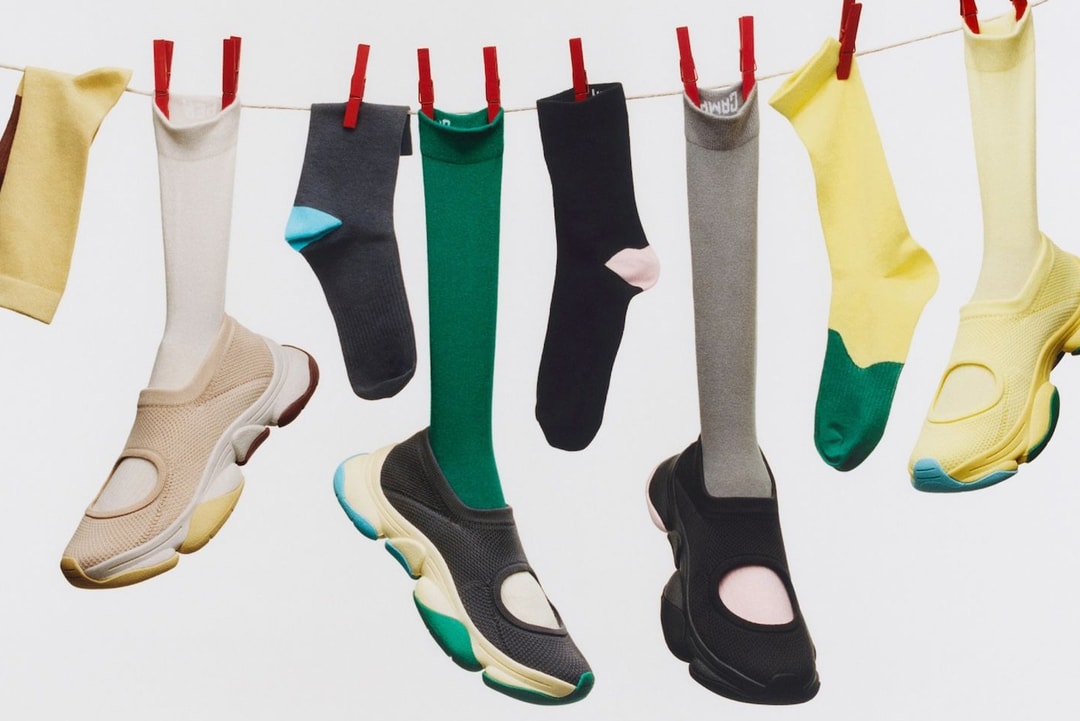 Issey Miyake x Camper Karst Finch sneaker with colorful socks