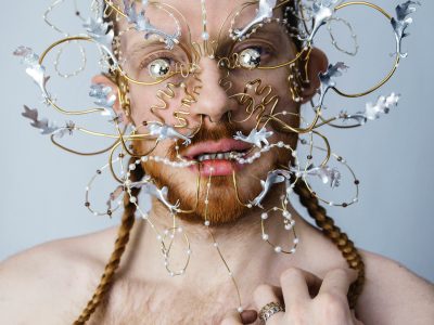 James Merry - Greenman mask, wire and beads, 2017. Photo: Tim Walker