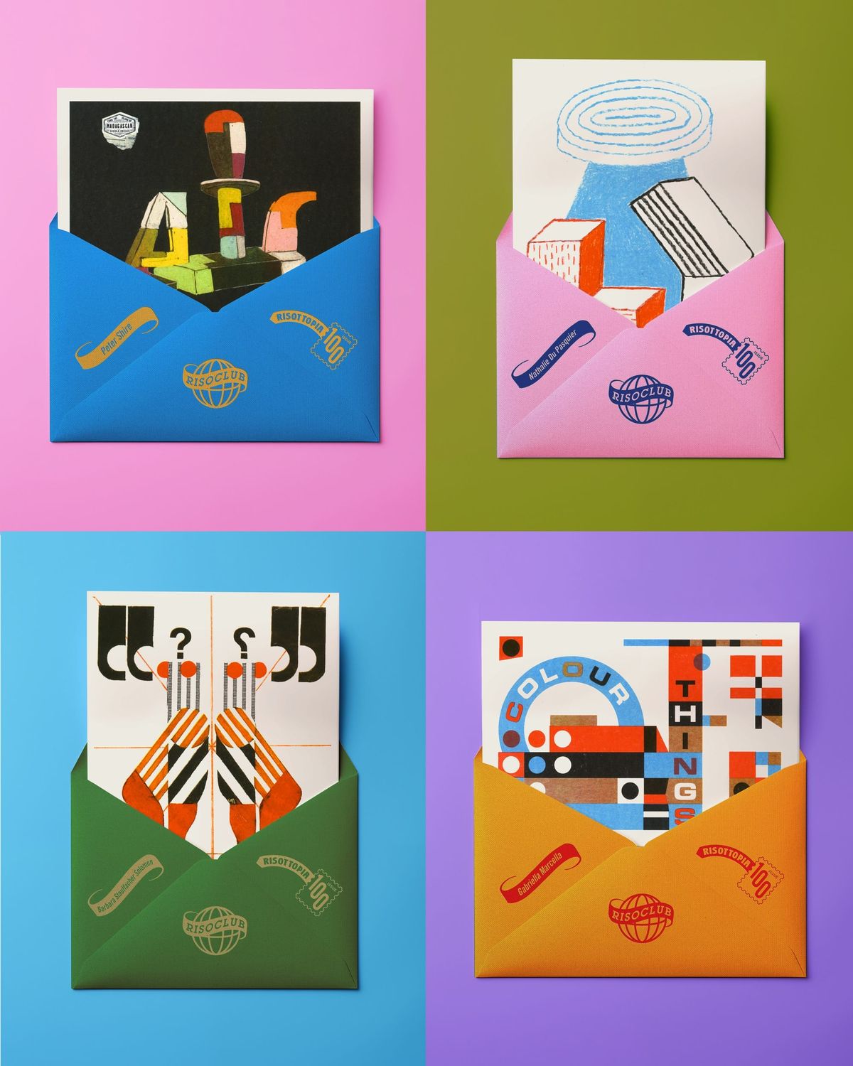 Riso Club Issue 100 envelopes with artist postcards