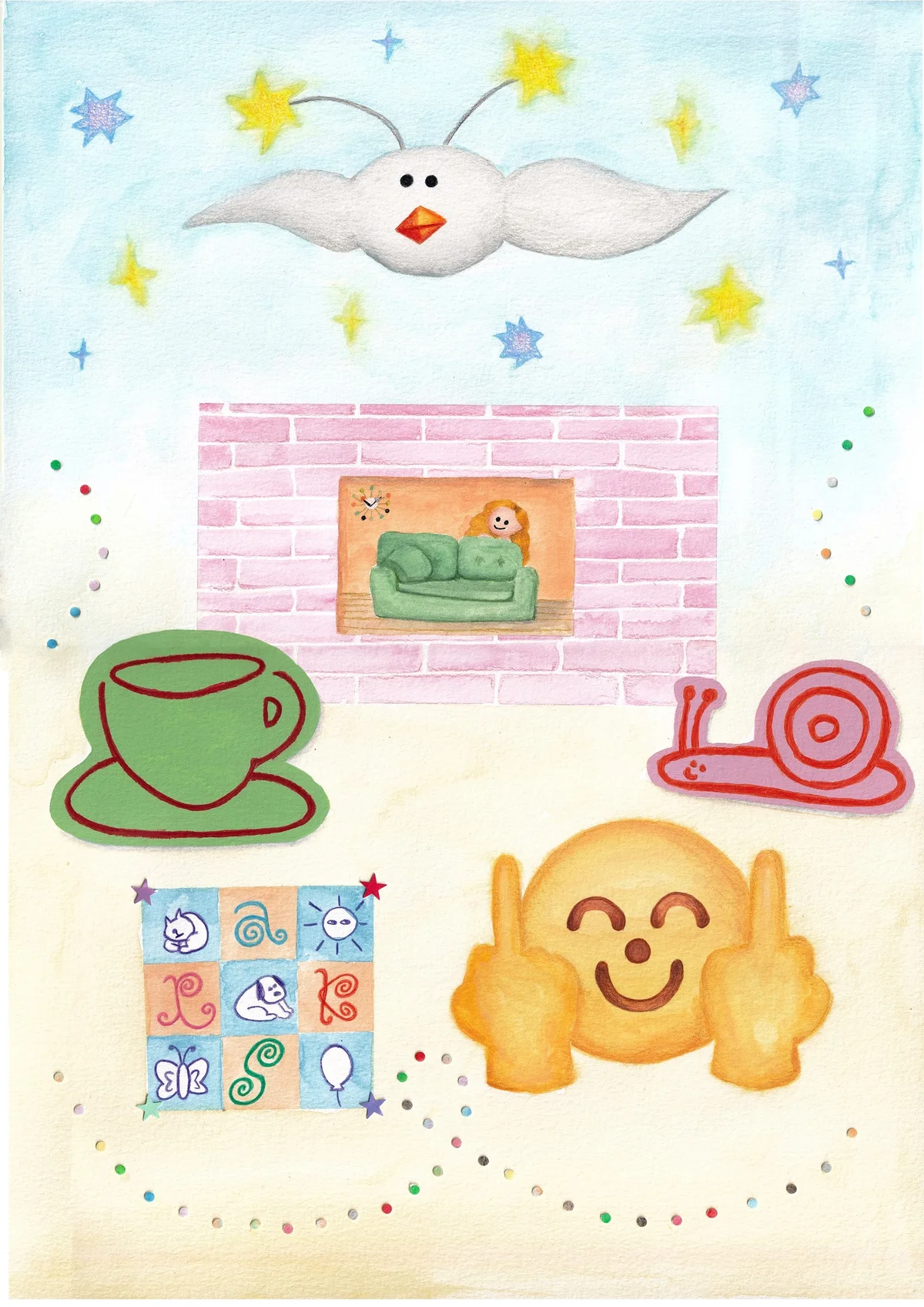 ภาพวาดของ Aimi Odawara ในนิทรรศการ Into Smile