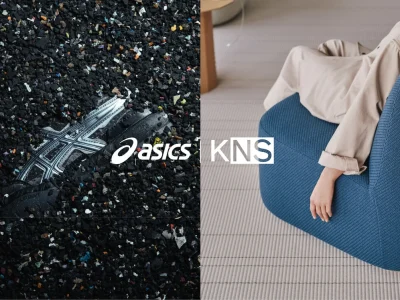 เฟอร์นิเจอร์จากการร่วมงานระหว่าง asics และ Karimoku New Standard ทำจากรองเท้ารีไซเคิล