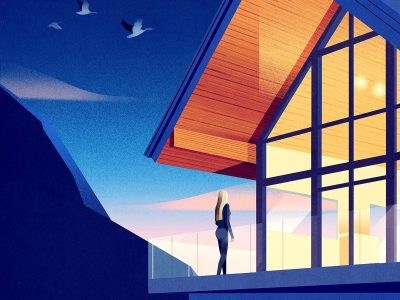 Mountain Cabin at Twilight — Tom Haugomat / ภาพจาก Handsome Frank