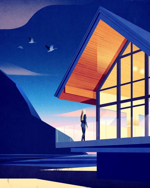 Mountain Cabin at Twilight — Tom Haugomat / ภาพจาก Handsome Frank
