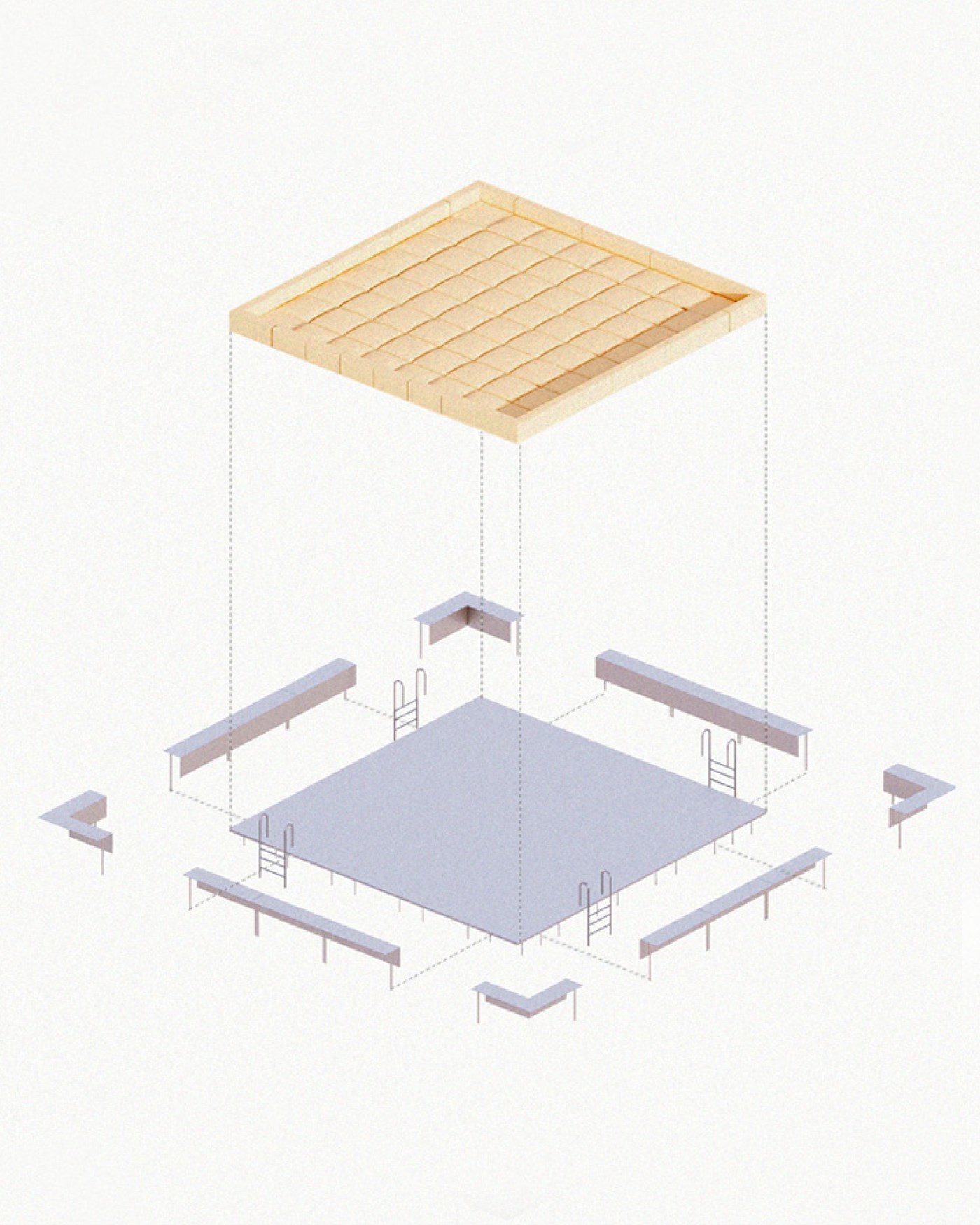 Vipp x Mesura conversation pit render with Loft sofa