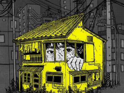 ผลงานภาพประกอบ Sisters in Yellow โดย Yuko Shimizu เส้นหมึกละเอียด