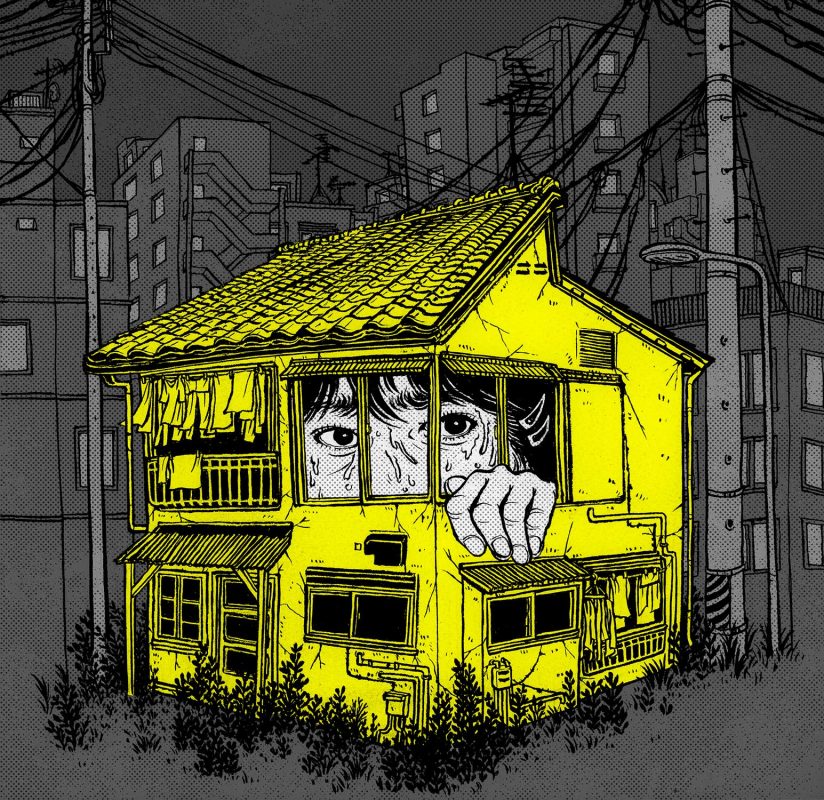 ผลงานภาพประกอบ Sisters in Yellow โดย Yuko Shimizu เส้นหมึกละเอียด