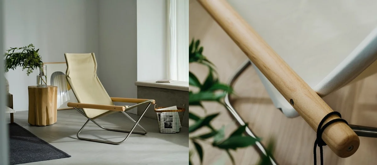 เก้าอี้พับ Nychair X โครงไม้และผ้าใบขึงเป็นที่นั่ง